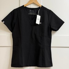 Figs Women's Tulsa Slim V-Neck Scrub Top in Black, Size Small