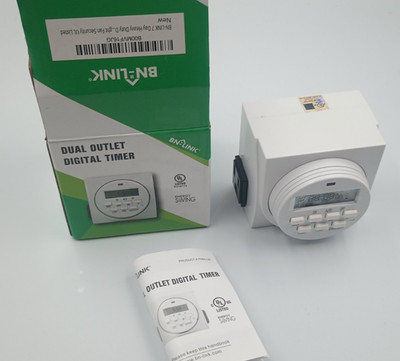 BN-LINK E218111 FD60-U6 115V 15A 7-Day Programmable Dual Outlet Digital Timer