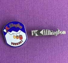 Vintage 80’s Killington Vermont VT Ski Lapel Hat Pins Mountain lift set of 2