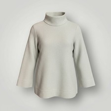 Saturday Sunday Anthropologie Textured Mock Neck Sweater XS Bell Sleeve Green