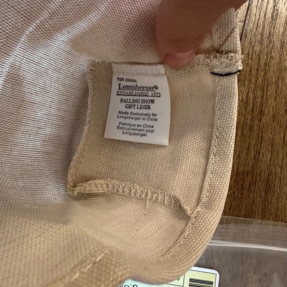 Longaberger Falling Snow Gift Basket Liner - New Flax Fabric - Image 3 of 4