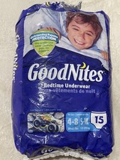 Vintage GoodNites Boys Underwear for Nightime Size S-M 4-8 Count 15