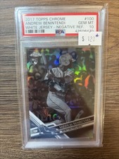 2017 Topps Chrome Andrew Benintendi White Jersey Negative Ref Rookie Card PSA 10. rookie card picture