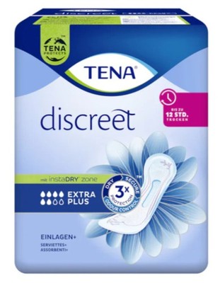 TENA discreet Einlagen Extra Plus 16 Einlagen - 12 Std Trocken 34 cm