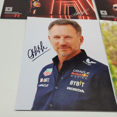 Red Bull Racing Signed Christian Horner Adrian Newey Photos + Official Cards - Picture 2 of 14