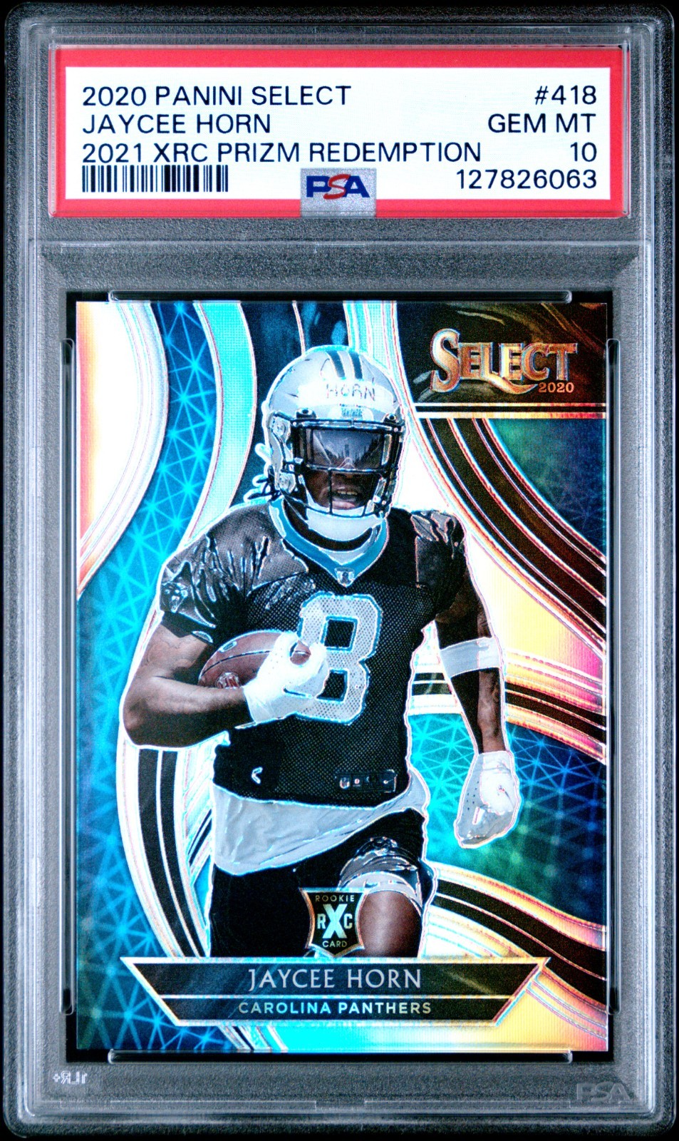 2020 Panini Select #418 Jaycee Horn XRC Silver Prizm Rookie (2021) PSA 10 (A)