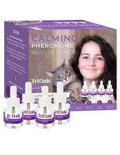 TriOak Cat Calming 4-Pack Kit Feline Anxiety Relief Pheromone Diffuser Refills