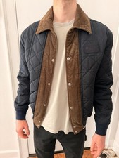 Christian Dior Couture - Blue Quilted Brown Corduroy Bomber Jacket