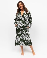 Cyberjammies Nora Rose Jade Womens Lace-Detail Floral Print Long Dressing Gown