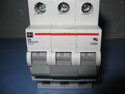WMS3C06 CIRCUIT BREAKER 6A 3POLE 415V 10KA CUTLER 