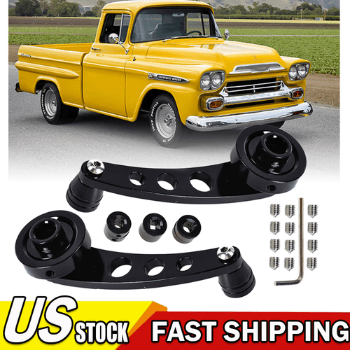 2X Black CNC Billet Aluminum Window Crank Handle Winders Car Truck Glass Door - Picture 1 of 15