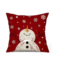 Snowman Whimsical Fun Christmas Throw Pillow Cover Winter Holiday Home Decor