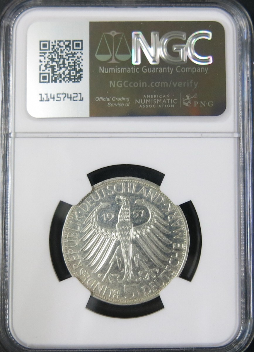 ★von★③ Germany 1957J 5 Mark JOSEPH VON EICHENDORFF. NGC MS 61 | eBay