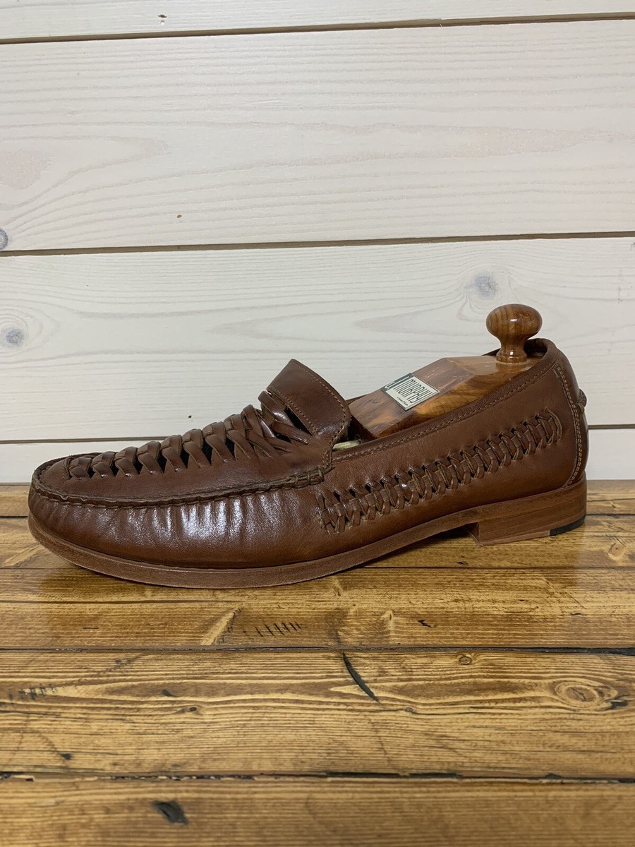 Johnston & Murphy Brown Woven Sheepskin Loafers Men display picture 1