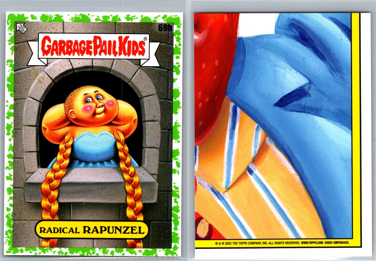 Garbage Pail Kids GPK Book Worms Green Parallel 2022 Topps Radical Rapunzel Card