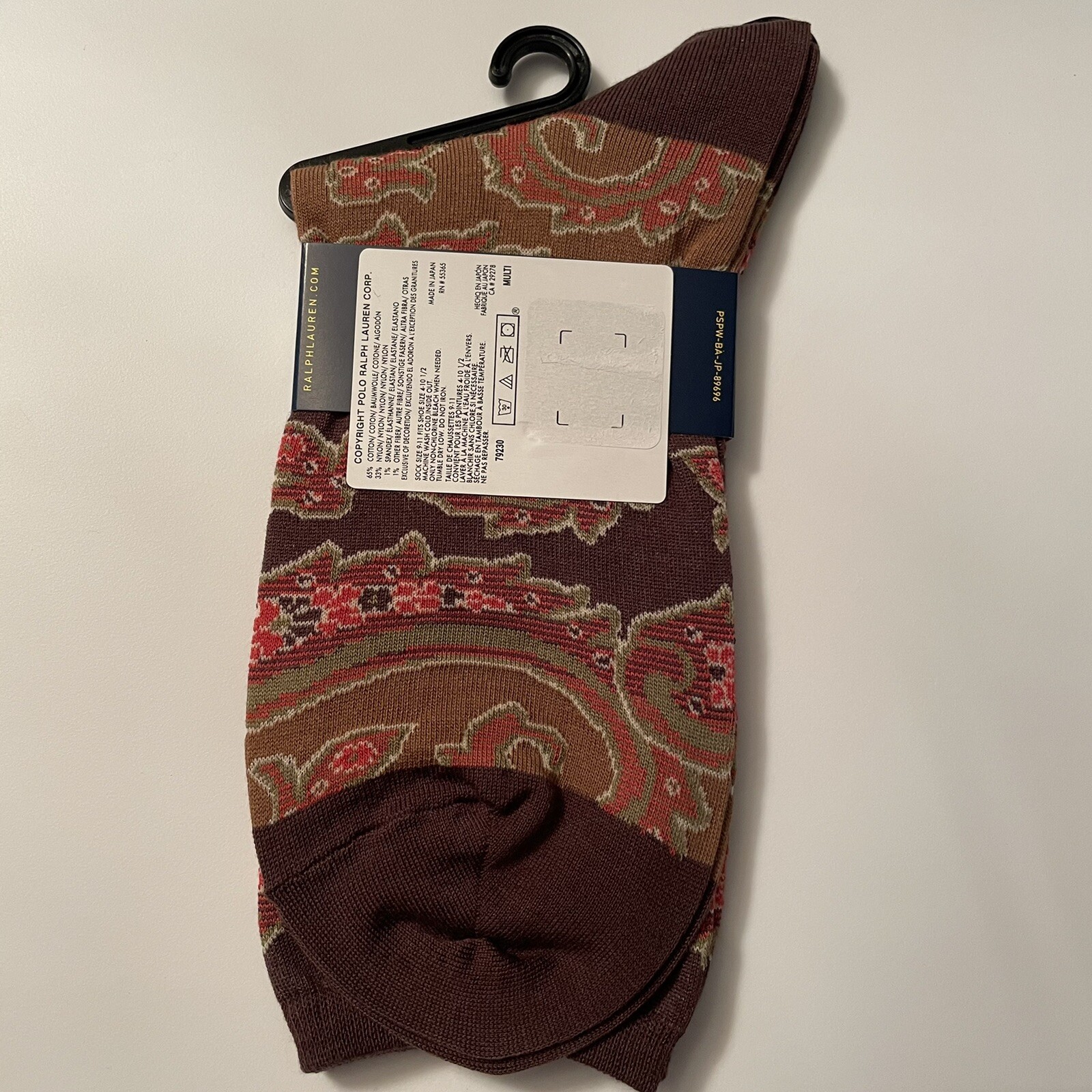 Polo Ralph Lauren donna Paisley Crew calze marroni polo pony