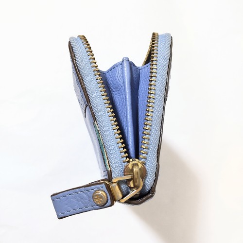 Auth Tory Burch periwinkle blue long wallet Purse round zipper leather #5851K - Picture 10 of 23