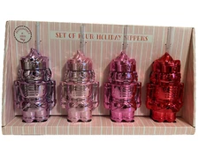 Peppermint & Pine Metallic Nutcracker Holiday Sipper Set of 4 NIB