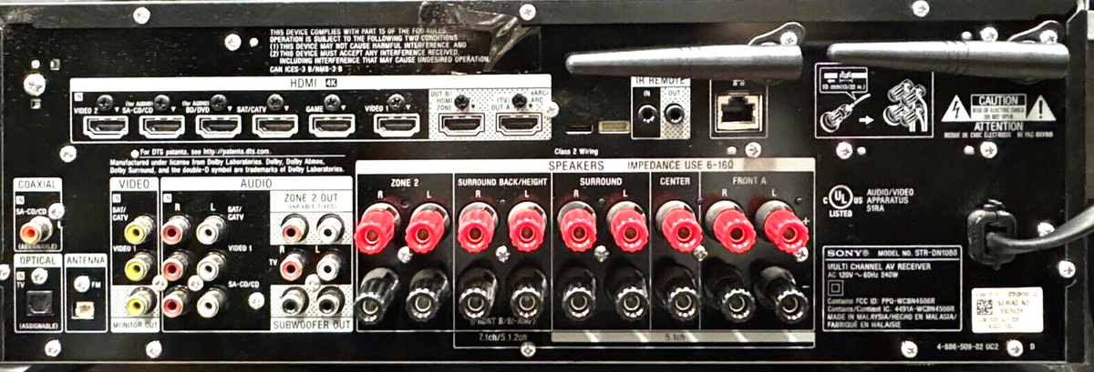 Sony STR-DN1080 7.2 Channel 4K UHD A/V Receiver - HDR, Dolby