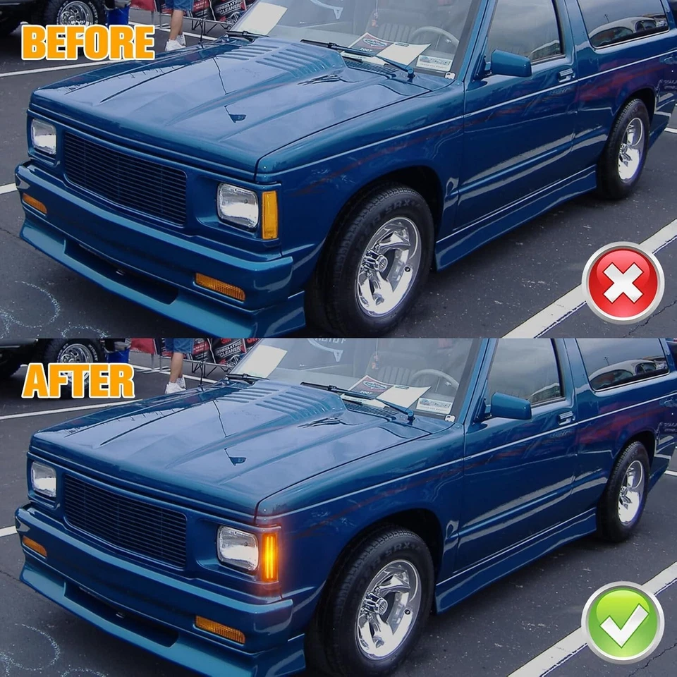 For Chevy S10 GMC Jimmy S15 Oldsmobile LED Side Marker Turn Signal Lights Lamp Foto 2 de 4