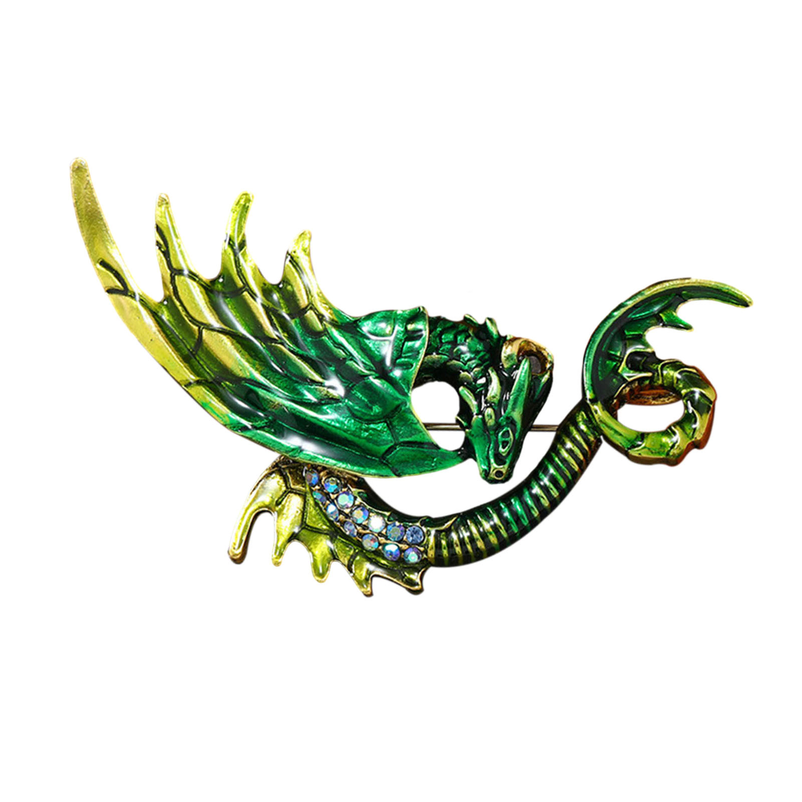 Dragon Hat Pin Clothes Brooch Shape Rhinestone for Unisex Lapel Badge Vintage