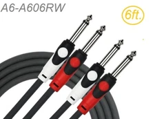 6ft Kirlin Dual- 1/4" TS Male to Male Oxygen-Free-Copper Audio Cable, A6-A606RW