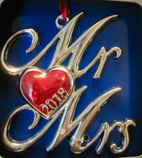 2018 MR MRS FIRST CHRISTMAS TOGETHER ANNIVERSARY ORNAMENT EUROPEAN CRYSTALS NIB