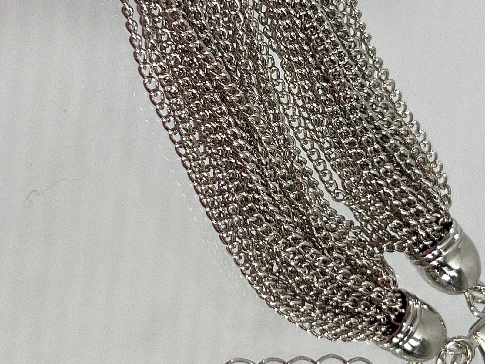 Signed c1946 Silver Tone Multi Strand Necklace Ad… - image 5