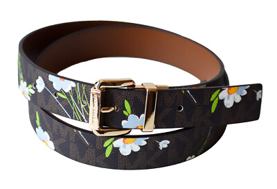 Michael Kors Women s Belt Twist Reversible Monogram Floral Faux Leather Size XL 