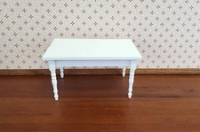 Dollhouse Miniature Kitchen Table White Finish 1:12 Scale Wood Furniture