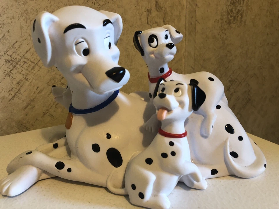 Disney 101 Dalmations Coin Piggy Bank 6" Perdita and Puppies Dalmatians VINTAGE - Image 2 of 4