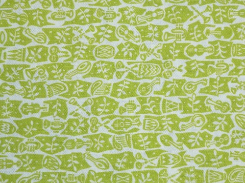 Vintage FEEDSACK Fabric Musical Instrument Novelty Cotton 1940 1950s Green - 第 1/3 張圖片