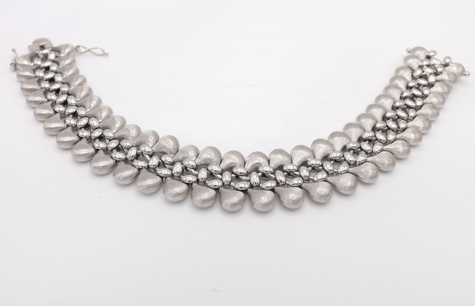 Solid 18k White Gold Flexible Link Wide Bracelet … - image 6