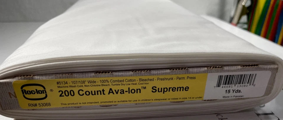 Roc-lon® Ava-lon™ Supreme Bleached 107" Wide 100% Cotton BTY - Image 2 of 3