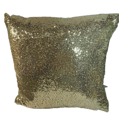 Gold Sequin Throw Pillow Sofa Cushion Sequins Home Decoration 16” X 16” - Picture 2 of 7