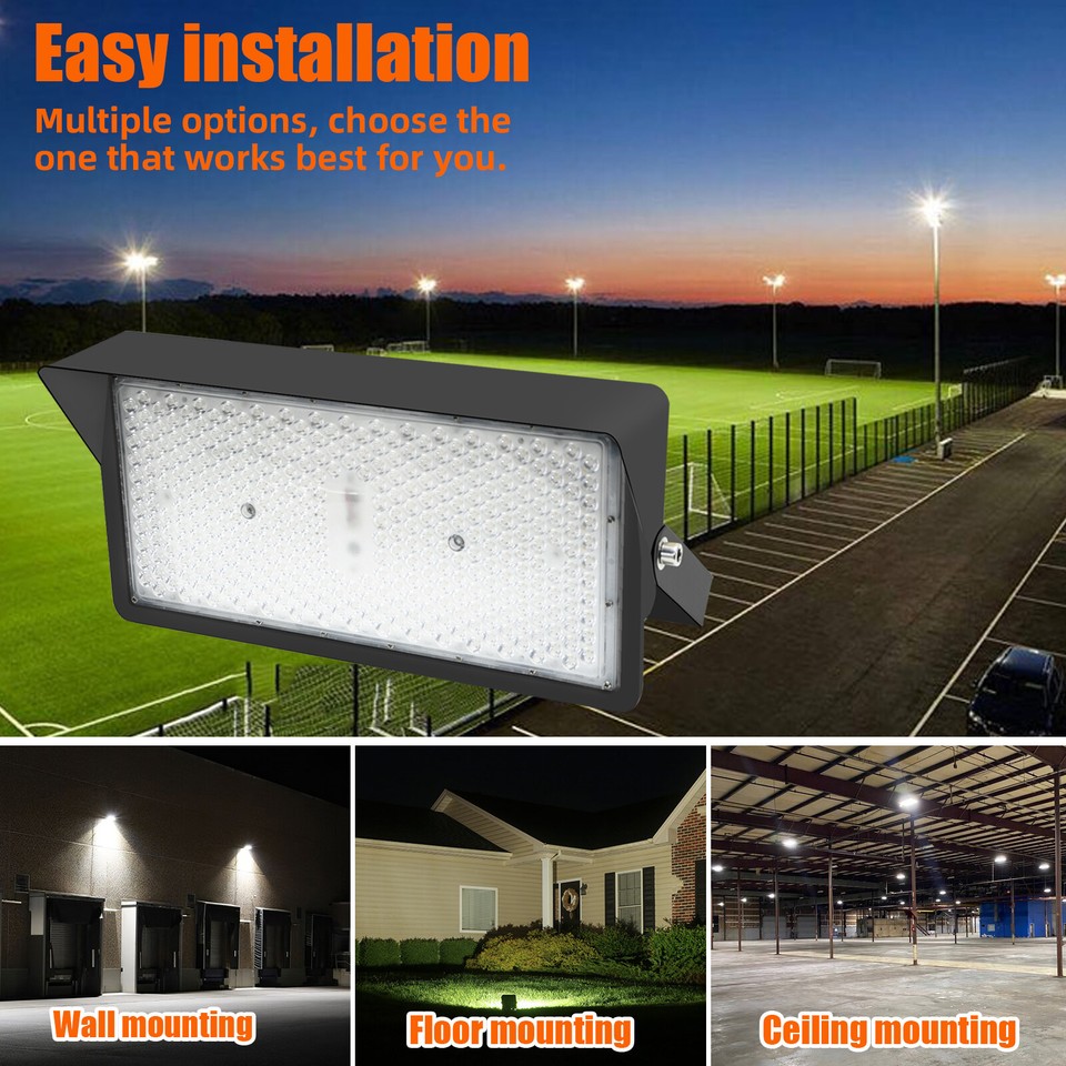 2Pack 300W LED Flood Light 4000K Outdoor Basketball Court Garden