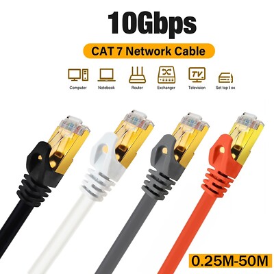 CAT 7 CAT.7 Patchkabel Netzwerkkabel LAN DSL Ethernet 0,25m - 50m RJ45
