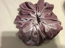 Handmade Full Oversized Jumbo Pink Slver Detail Velvet Hair Tie Scrunchie 8" XL