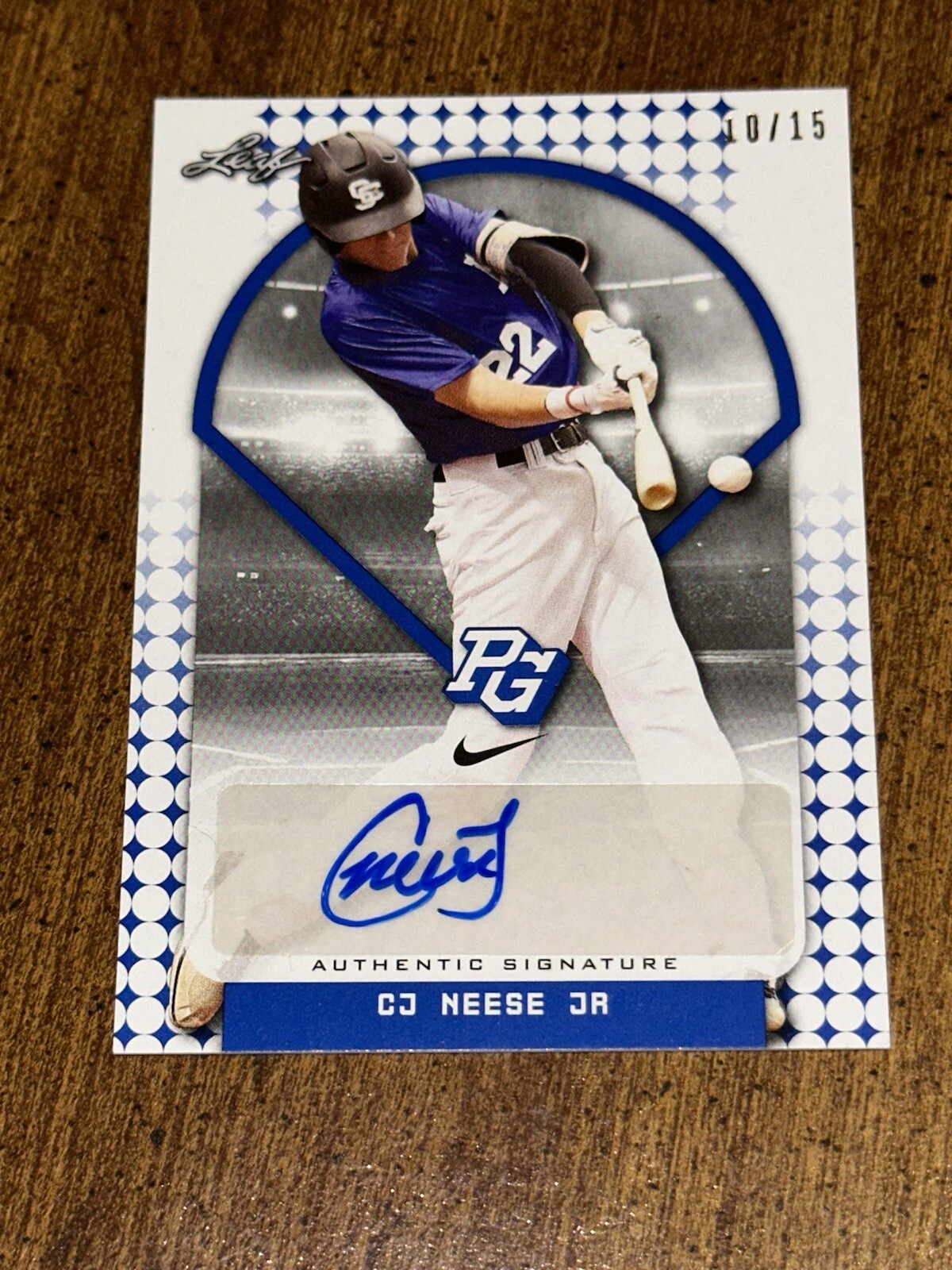 CJ NEESE, JR. 2018 LEAF PERFECT GAME (2) AUTOGRAPHS #10/15, #17/25 HIGH POINT