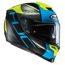 HJC RPHA 70 Vias casco moto full face blu/fluo con visiera solare £100 OFF