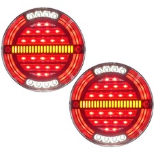 2X Rear Round Hamburger LED Tail Light Flush Dynamic Turn Indicator 12v24V 5.5"