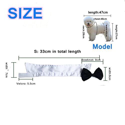 Cat Tuxedo Black Bow Tie Dog Collar,Adjustable Suit Necktie Bows Pet Birthday - Picture 5 of 6