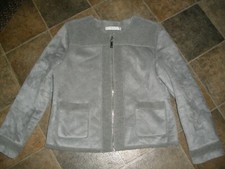 Liz Claiborne Gray Zip up Jacket Blazer Jacket Woman's Large Q4