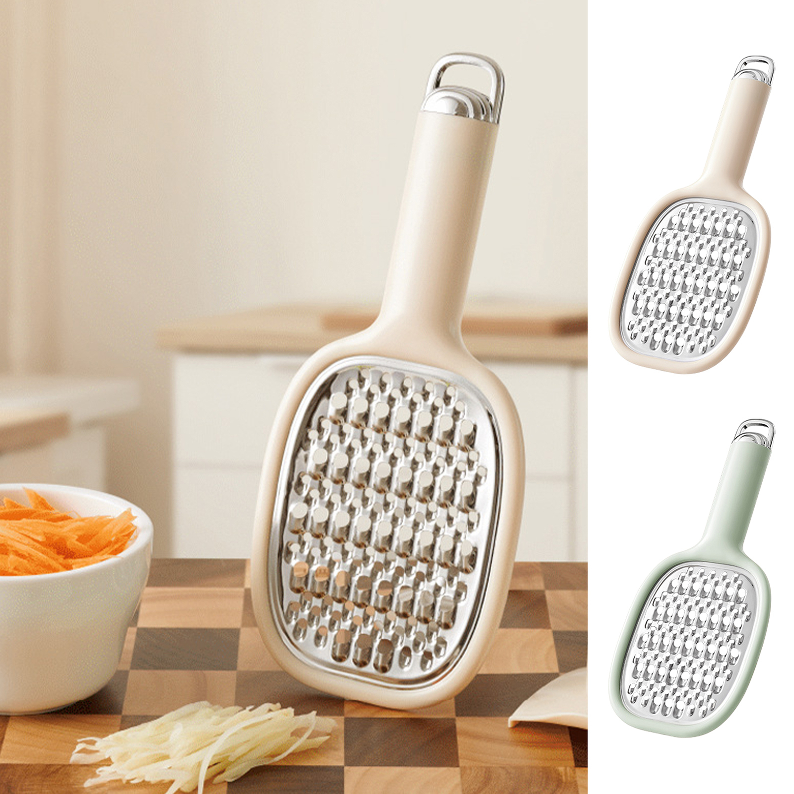 Cheese Grater with Container, Professional Cheese Grater with Handle, Stainless