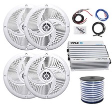 4-Channel 400W Marine Bluetooth Amplifier, 4x 4" 100W Speakers, Amp Kit, Wire