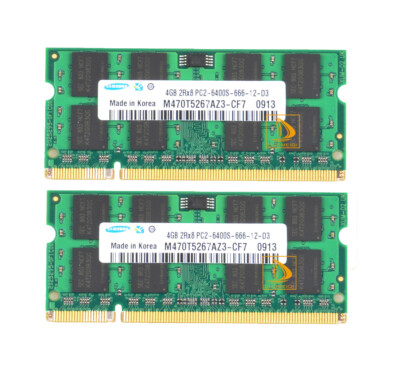 Samsung 2X 4GB 2RX8 PC2-6400 DDR2-800MHz DDR2 200pin SODIMM Laptop Memory