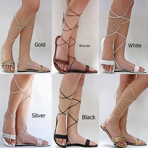 silver lace up flat sandals