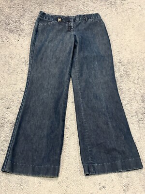 Express Editor Jeans Womens 4R Solid Stretch Flare Hem Boho Hippie Wide Blue
