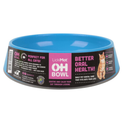 LickiMat OH Bowl Cat Futternapf türkis 13,5 cm für Zahnpflege & Haarballenhilfe
