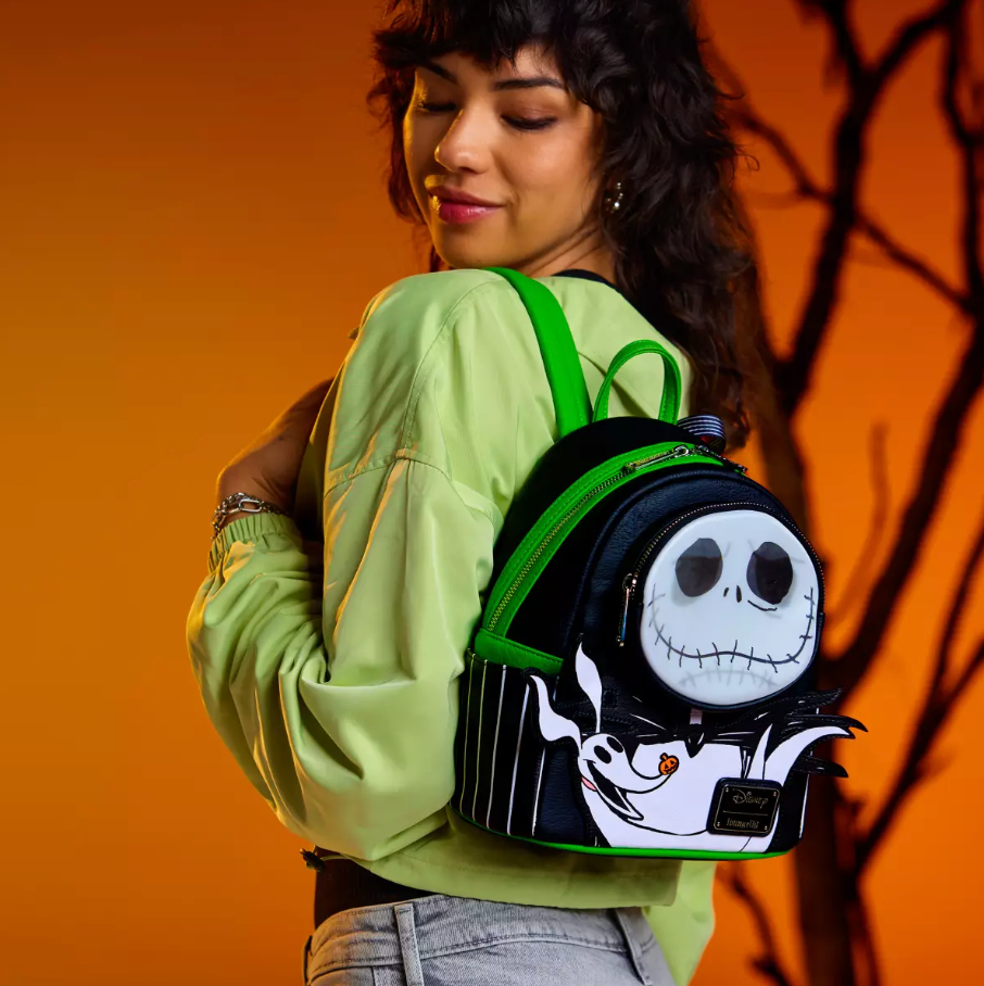 jack skellington and zero mini backpack Nightmare Before Christmas Set - 10 Canvas Backpack with Front Pocket Plus Bottle | Jack Skellington Backpack Bundle glow in the dark Three's a party in Halloween